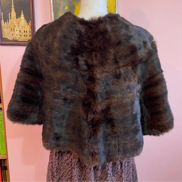 Vintage 1980s Dark Chocolate Vintage Mink Wrap - Picture 4 of 8